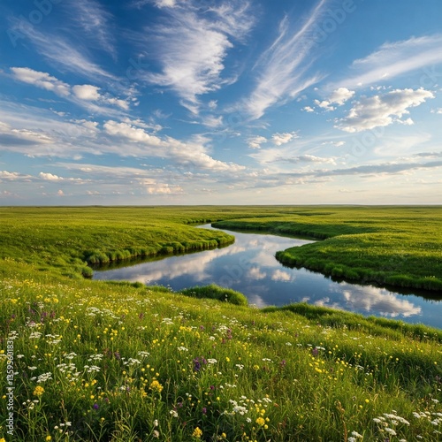 summer landscape with river