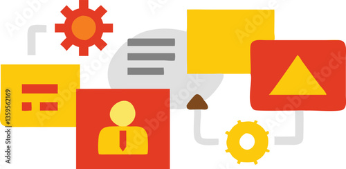 Illustration of kitchen utensil sets and tools with business and web concept icons