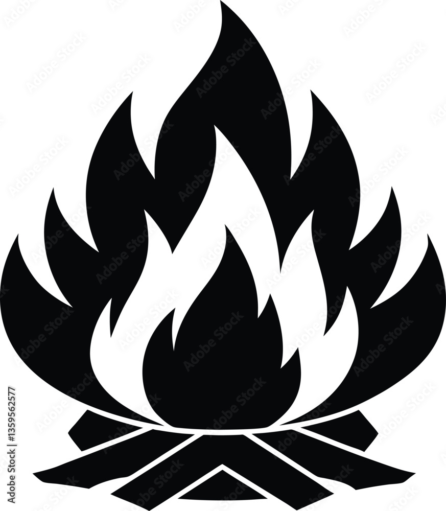 campfire black and white silhouette vector design
