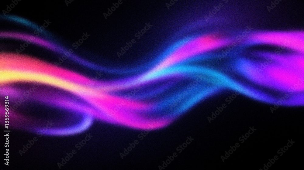 Fototapeta premium Grain noise texture Abstract Swirling colorful light trails on a dark background