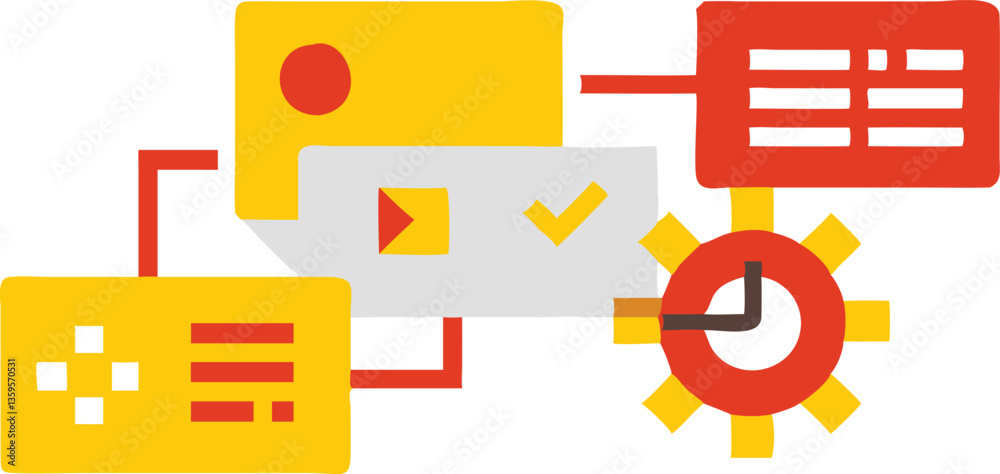 Illustration of kitchen utensil sets and tools with business and web concept icons