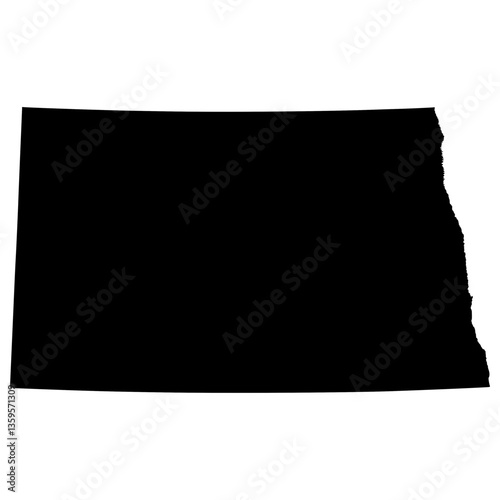 Black Sticker of North Dakota Map with Transparent Background