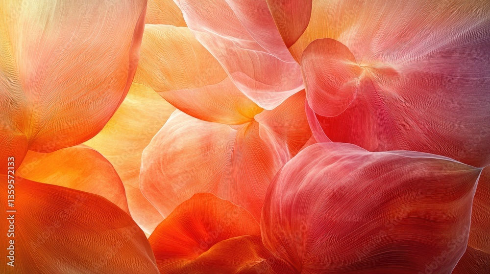 Delicate Petals in Soft Orange and Pink Hues Creating a Dreamy Abstract Floral Background