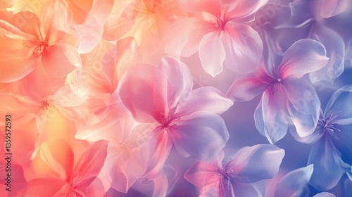 Soft Colorful Floral Background with Delicate Petals Blending in Subtle Gradients and Soft Focus Effects