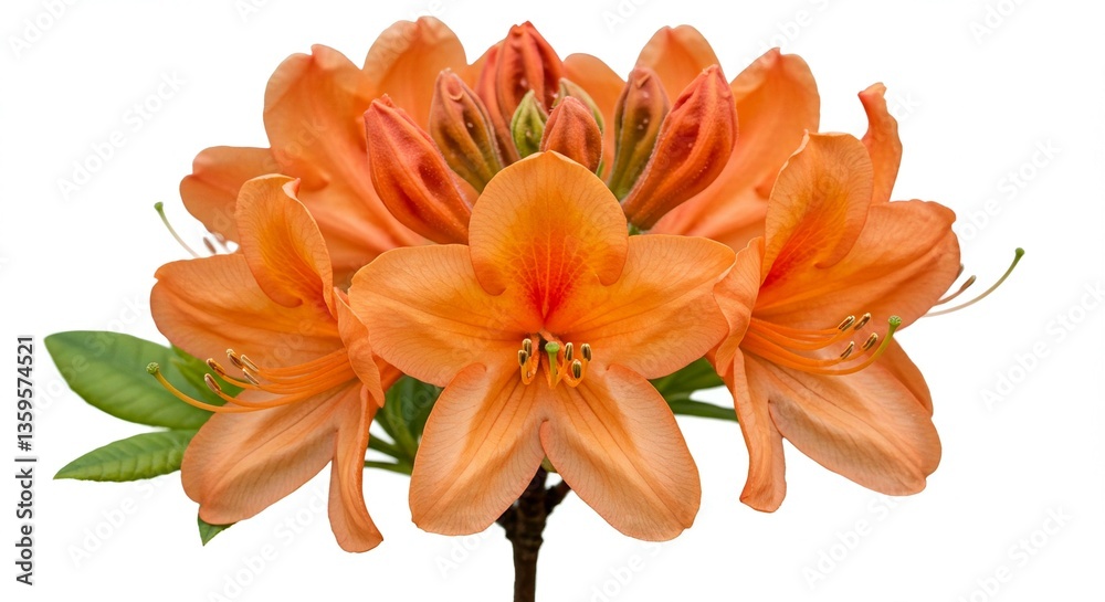 Fototapeta premium Vibrant Orange Azalea Blossom Cluster Close up Spring Flower Photography
