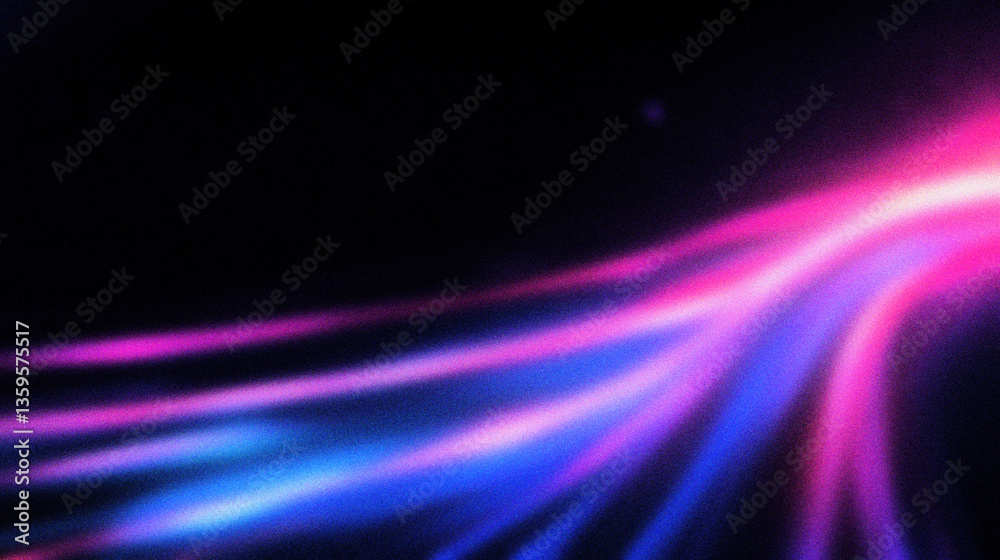 Obraz premium Grain noise texture Colorful light trails glow against dark background, energy and movement