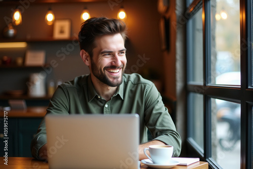 A dedicated entrepreneur working on a laptop in a bright  modern home office