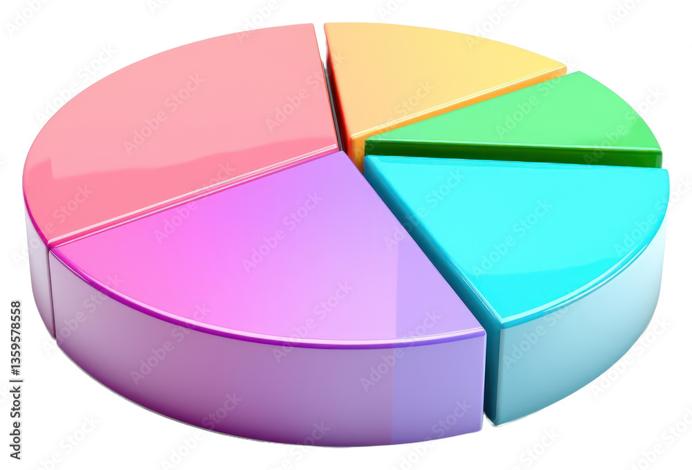 Obraz premium PNG Pie chart iridescent white background investment technology.