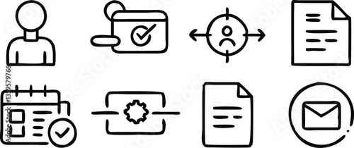 Illustration of kitchen utensil sets and tools with business and web concept icons