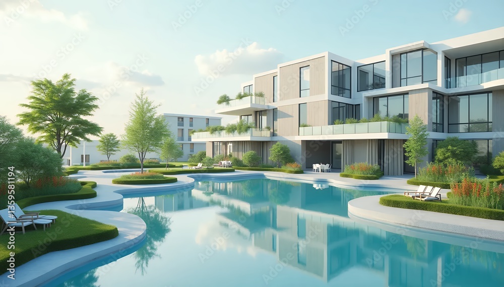 Fototapeta premium modern-architecture-resort-pool-design