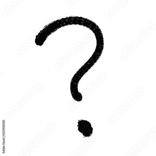 Minimalist question mark symbol in black marker on white backdrop Perfect for concept and design projects