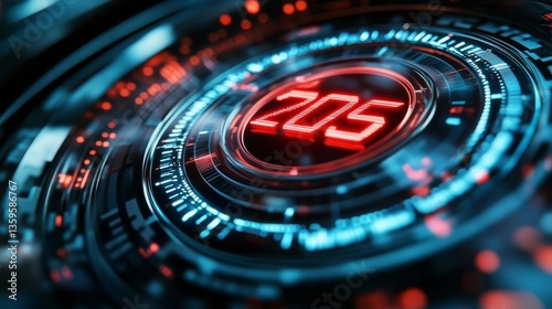 Wallpaper Mural abstract glowing technology interface with red '205' in the center Torontodigital.ca