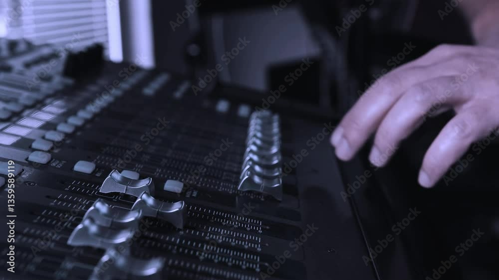 A mixer in a recording studio. Volume balance