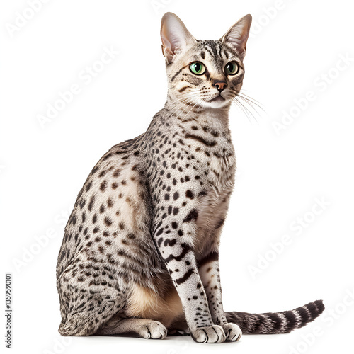 bengal cat on white background