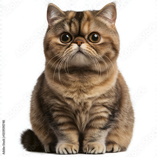 exotic shorthair cat on white background