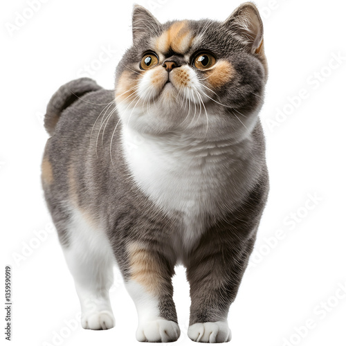 exotic shorthair cat on white background