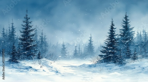 Winter Wonderland: A Serene Snowy Forest Scene