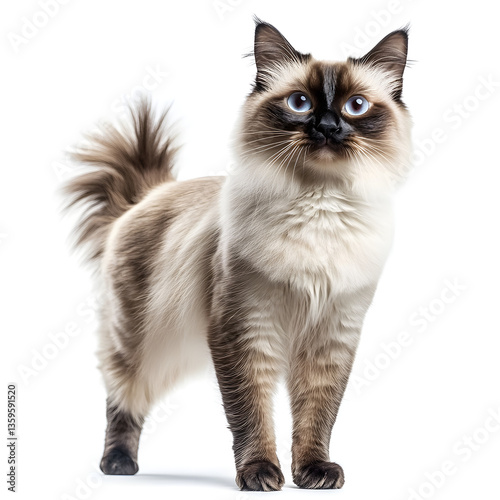 Balinese cat on white background