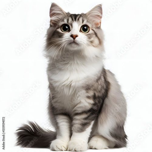 maine coon cat on white background