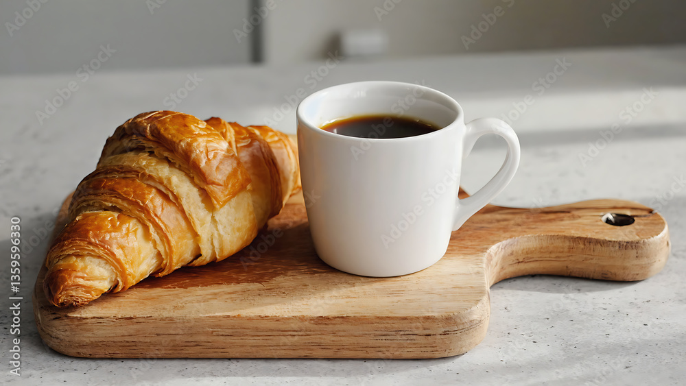 Coffee and croissant for breakfast Coffee and croissant for breakfast