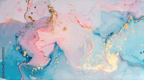 Abstract swirly texture. Fantasy fractal background. 3D rendering. Shellfish, stone, pearl. Beige, white, pink, blue and gold