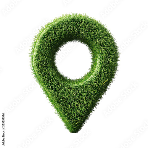 Grass-Covered Location Pin Icon