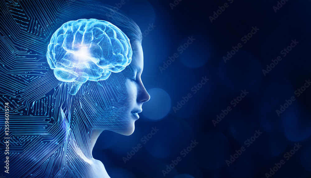 Obraz premium 3-4-118-Mindfulness and clinical neuroscience.. Emphasize the negative space on the Left for potenti (1)