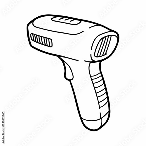 Handheld Hair Dryer Line Art Illustration for Beauty and Salon Concepts