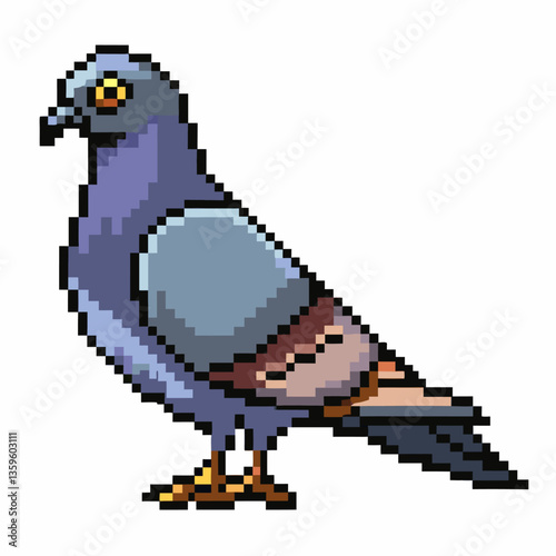 Pixel Art Pigeon Graphic for Retro and Vintage Themed Designs