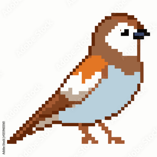 Pixel Art Sparrow Illustration   Retro,  Bird Design in 8 bit Style