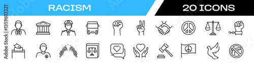 racism icon. equality icon set