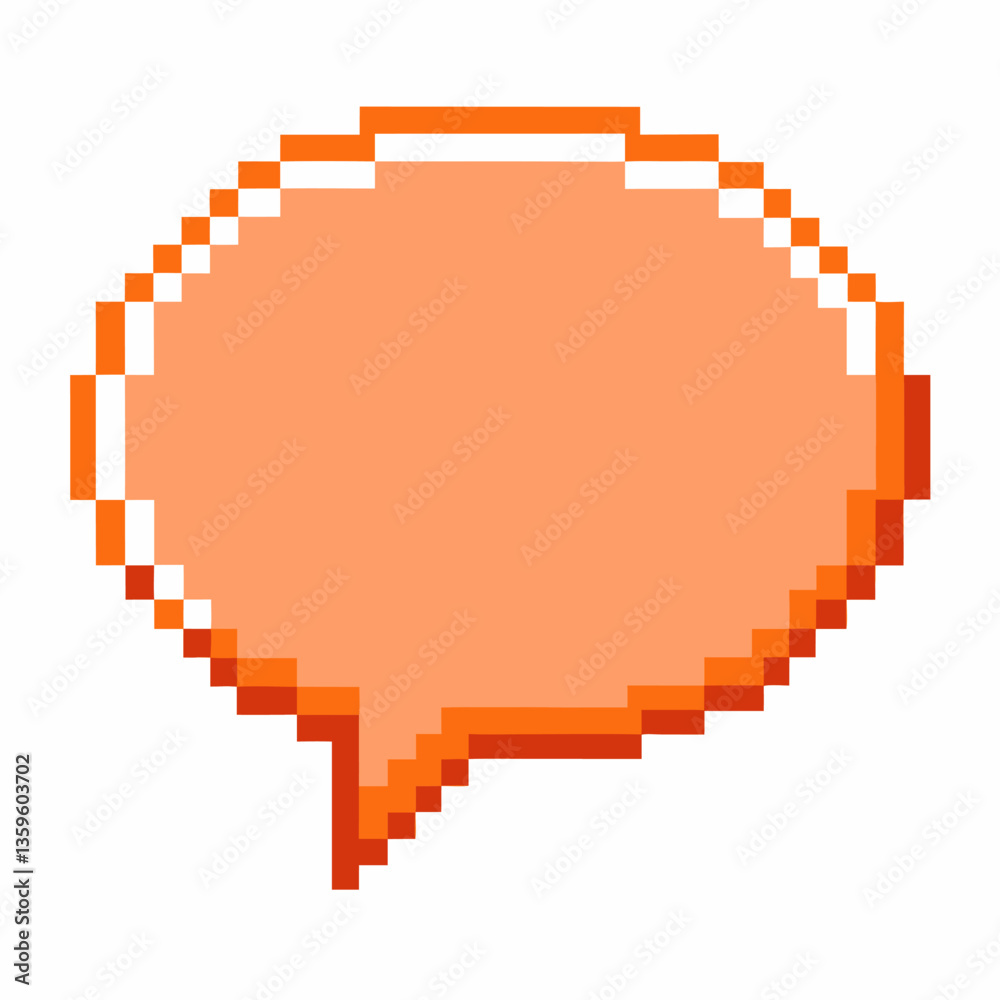 Fototapeta premium Pixel Art Orange Speech Bubble Isolated on White Background