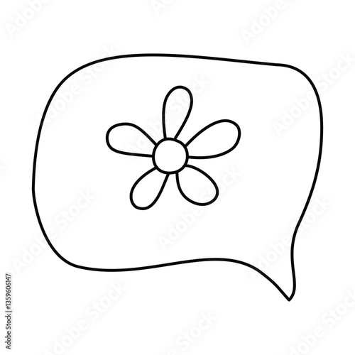 Doodle Flower in SMS.Isolated on white background