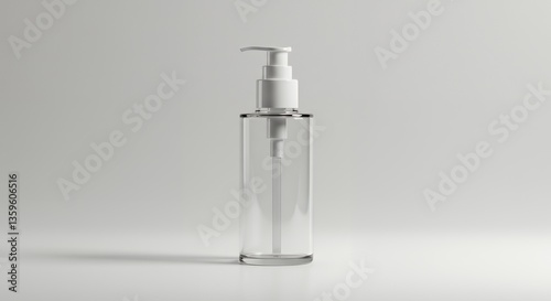 Transparent Cylindrical Bottle with White Pump Dispenser Mockup for Product Presentation and Branding