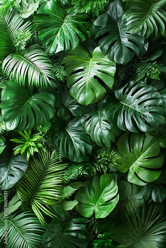 Wallpaper Mural A vibrant display of various lush green tropical leaves Torontodigital.ca