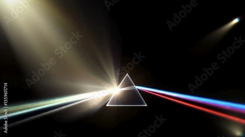 A prism splitting into fast-moving beams of refracted light