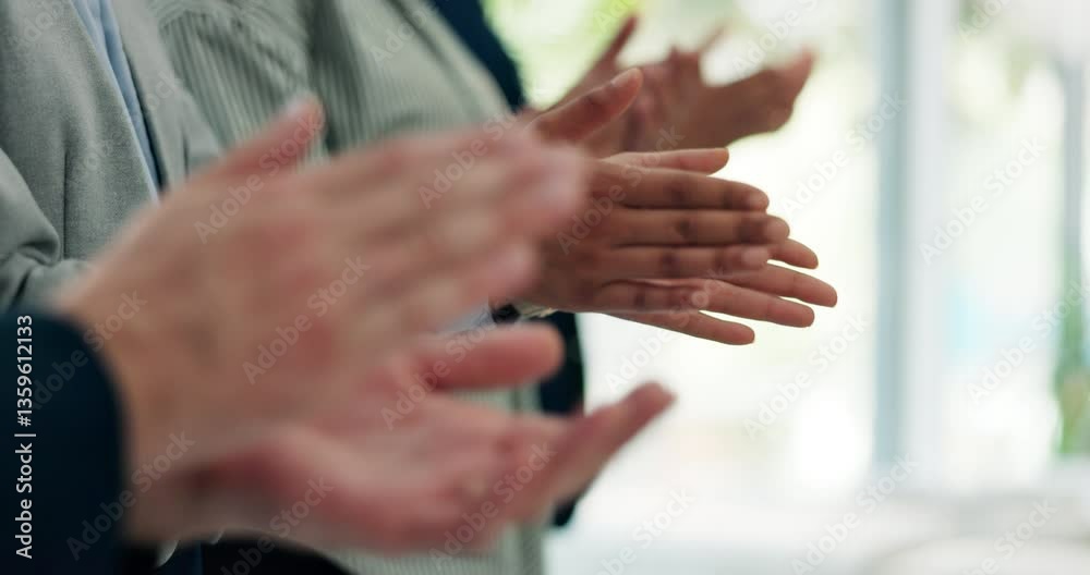Hands, applause and team in office with celebration, praise or support for achievement at company. Business people, staff and cheers with clapping, success and goals with motivation at finance agency Hands, applause and team in office with celebration, praise or support for achievement at company. Business people, staff and cheers with clapping, success and goals with motivation at finance agency