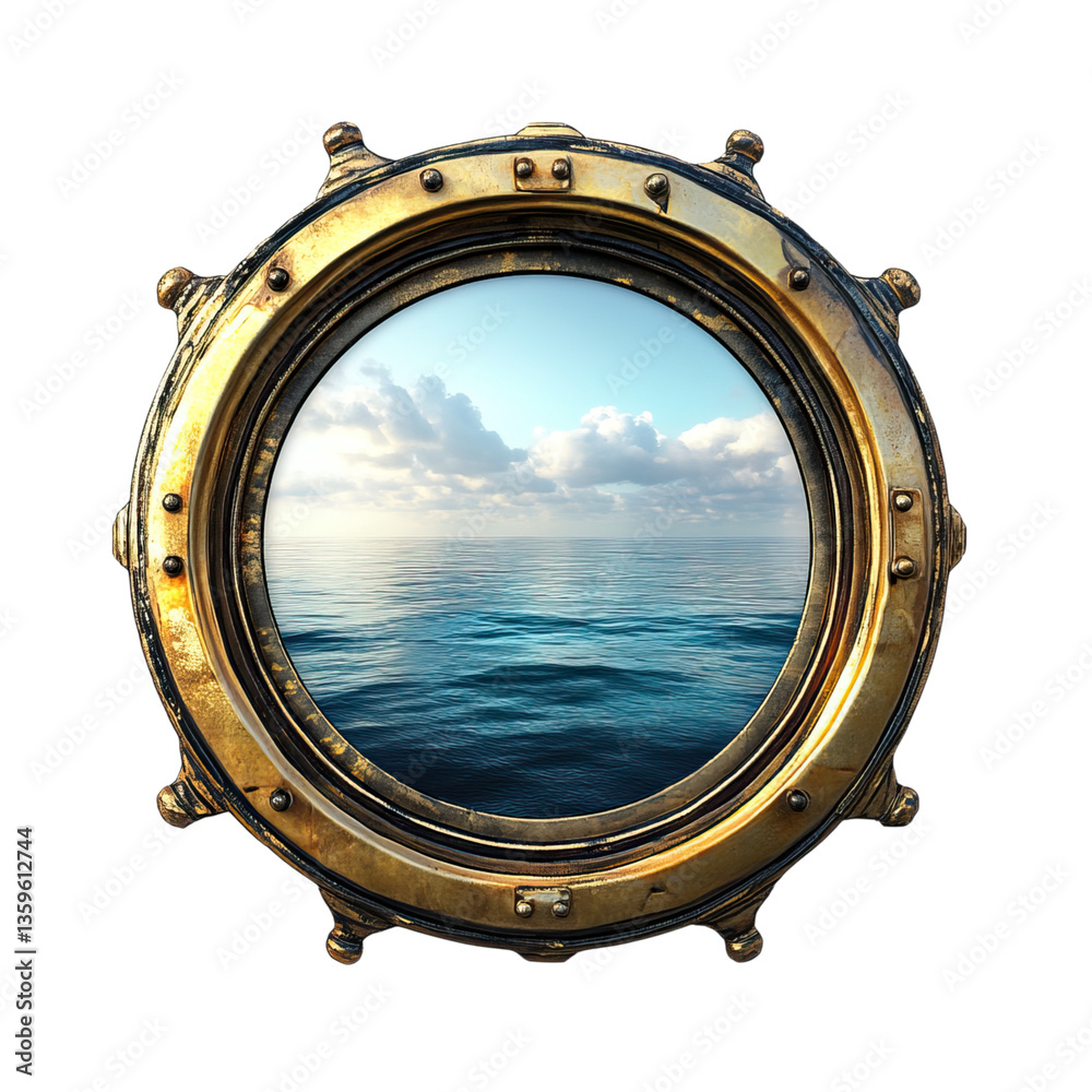 Obraz premium Boat ship Maritime Porthole with Ocean View