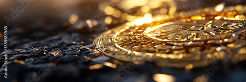 Gold Coin on Dark Surface