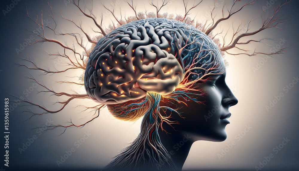 Obraz premium 3-4-197-Mindfulness and gray matter density. Hyper realistic 37133