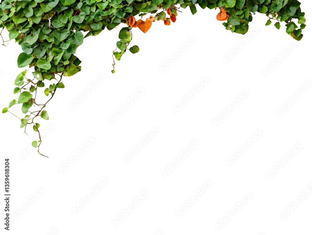 Fototapeta premium Vibrant green leaves, white isolate background