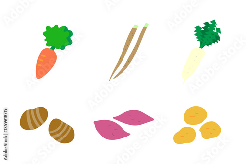 根菜のイラストセット