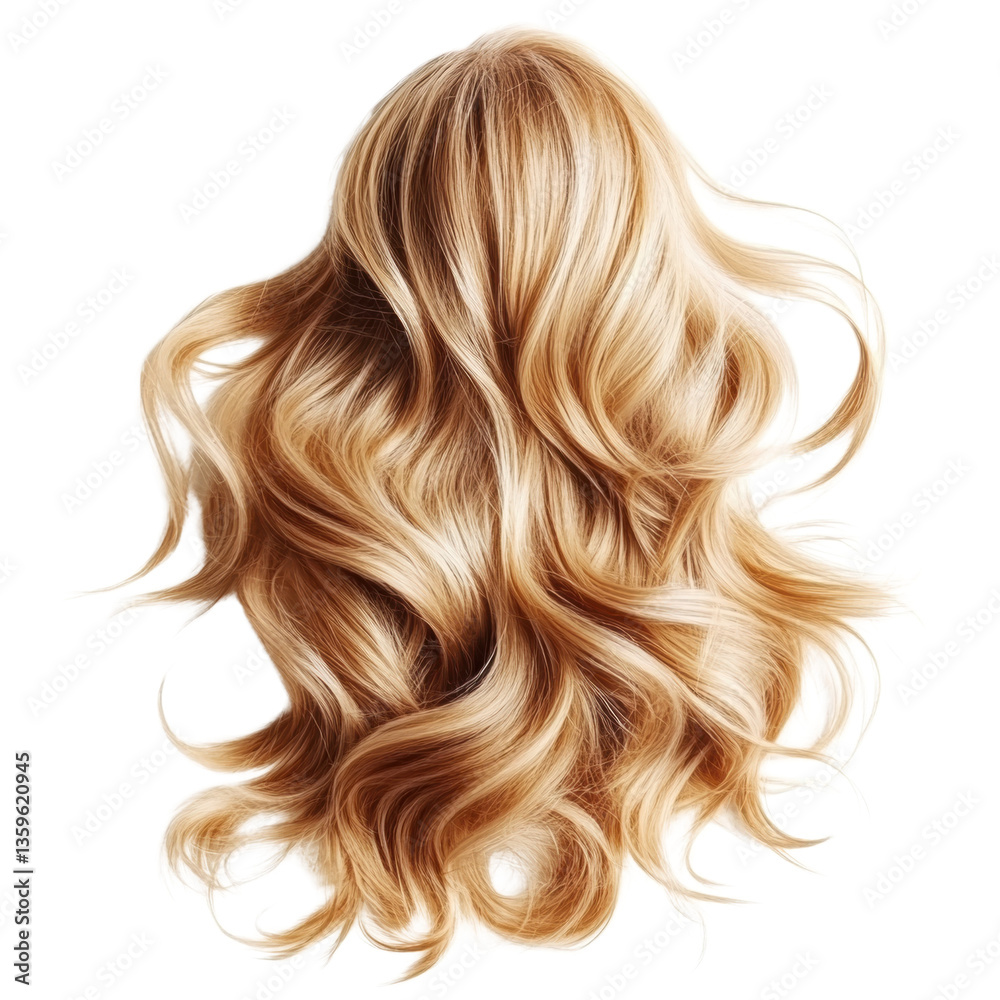 Fototapeta premium Wavy blonde hair, white isolated background