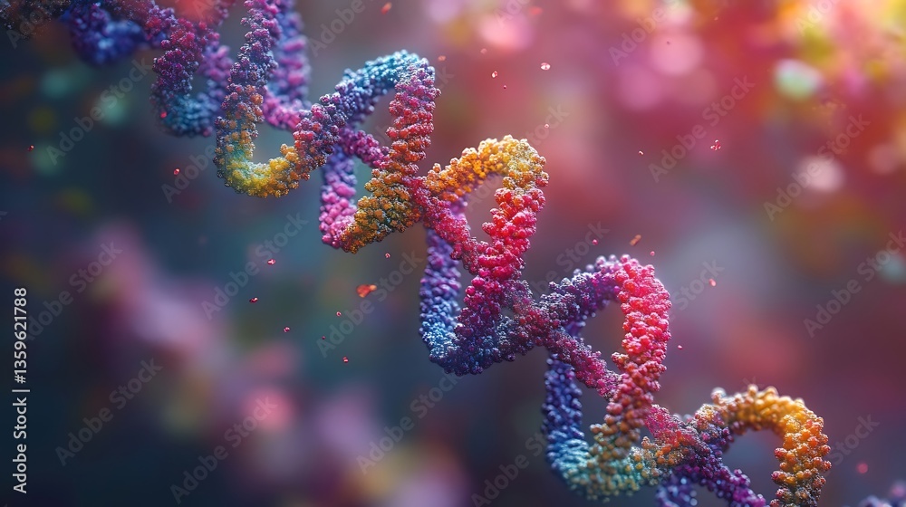 Fototapeta premium A colorful, twisted, chain like structure. DNA helix