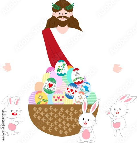 Illustrated design showing Jesus and Easter