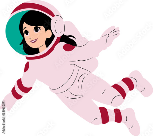 Fototapeta Naklejka Na Ścianę i Meble -  woman astronaut floating