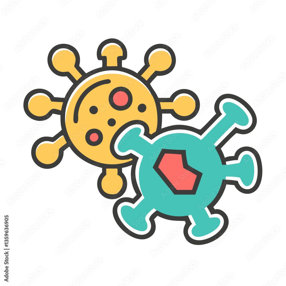 Virus illustrations in bright colors representing infection concepts Virus illustrations in bright colors representing infection concepts