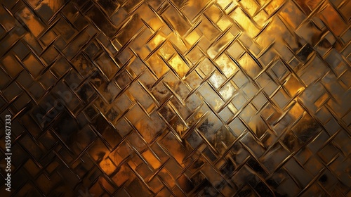 Metal gold texture of brushed steel plate with reflections Iron plate.