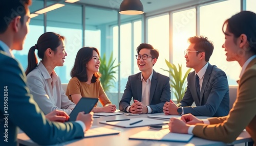Business Team Meeting in Modern Office