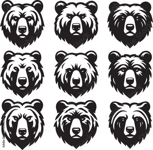 set of tiger head vector and illustration |  Best using for tattoo, logo, monogram etc. 